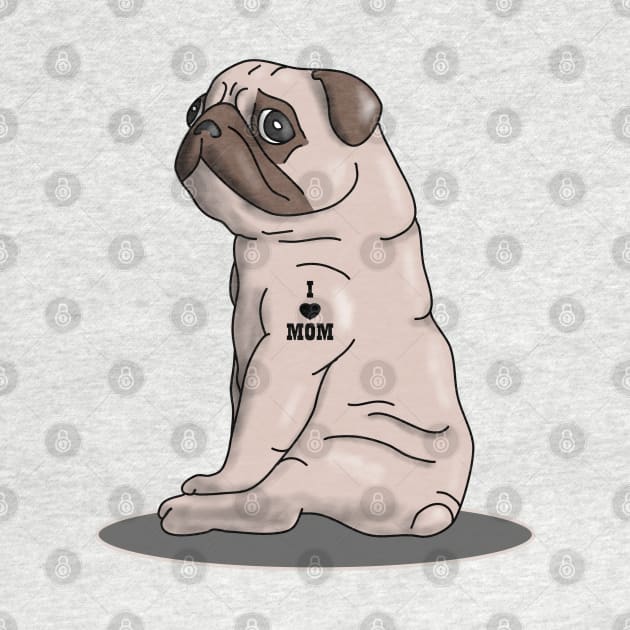 Pug Dog Love Cute Mom Tattoo Pugs Funny Gift Dogs by Kibo2020